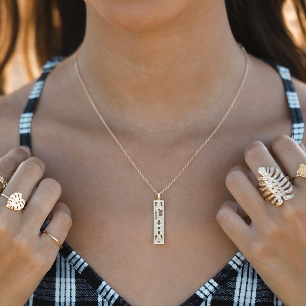 Vertical Framed Aloha Bar Necklace